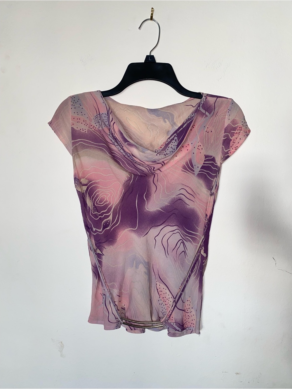 Women’s Pink & Purple Printed Cowl Neck Top